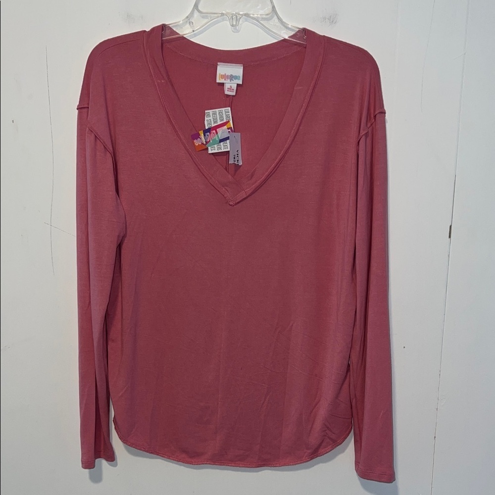 LuLaRoe Long Sleeve V-Neck Top - Dusty Rose NWT Size S 0330267